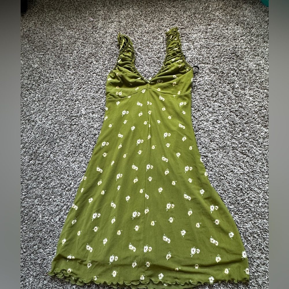Forever 21 Green Ruched Mini Slip Dress